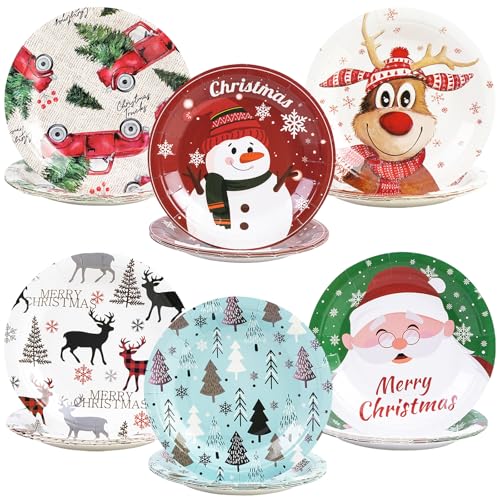 DHAIQC 48 Stück Weihnachts Pappteller 18 cm, Weihnachten Partyteller Xmas Baum Santa Schneemann Rentier Weihnachtsteller Einwegteller Dessertteller für Winter Weihnachten Thema Partyzubehör DHAIQC 48 Stück Weihnachts Pappteller 18 cm, Weihnachten Partyteller Xmas Baum Santa Schneemann Rentier Weihnachtsteller Einwegteller Dessertteller für Winter Weihnachten Thema Partyzubehör