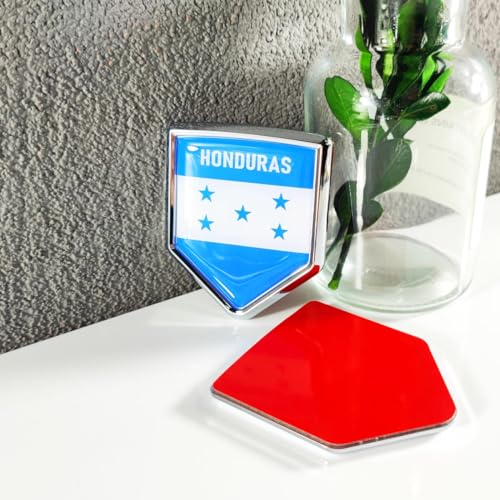 Image of Newperlite Honduras Flag Decal Sticker Car Emblem Honduran Flag Car Decoration Accessories Chrome Shield for Truck Vehicles Cars, 2 Pack