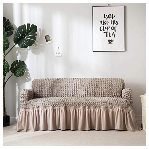 Stretch soffa skyddsöverdrag med kjol, 1 st Loveseat Sofföverdrag Protector för hundar, Bubble Checks tyg soffa skydd för 1 2 3 4 kuddar soffa grå 177 cm