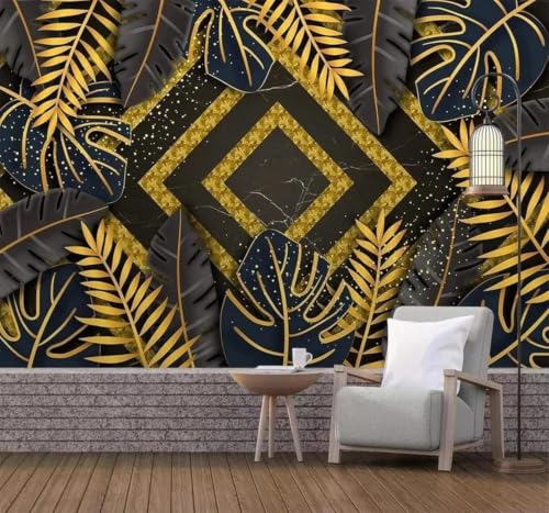 Papel pintado de lujo discreto con palmeras 3D efecto mármol 2