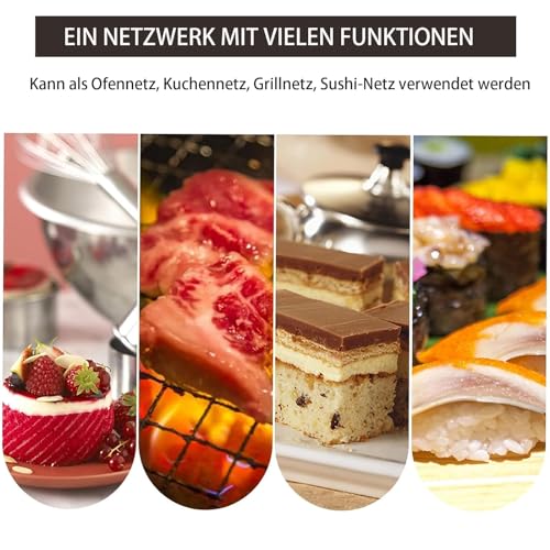 Rund Abkühlgitter, 2 Stück Abkühlgitter, 30 cm Rund Kuchen Kuchenrost,Edelstahl Kuchengitter Abkühlgitter,Tortenkühler, für Braten Backen Grillen, Gleichmäßiges und Schnelles Auskühlen zum Backe