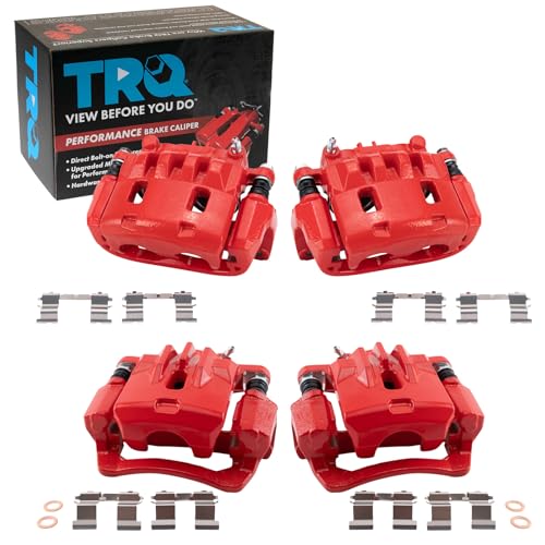 Image of TRQ Performance Front and Rear Brake Caliper Set Brackets Coated Compatible with 2010-2012 Subaru Legacy 2010-2012 Outback