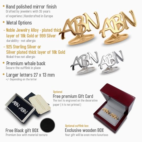 Mancuernillas personalizadas inicial plata oro miniatura 3
