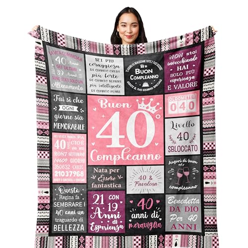 Yesbird 40 Anni di Compleanno Donna, Regalo 40 Anni Donna, Idee per Gadget 1985 Anni, 1985 Compleanno, Regalo di Amica/Mamma/Sorella/Moglie Coperta 130X150CM