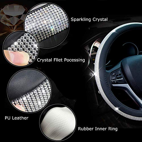 image for ChuLian New Diamond Leather Steering Wheel Cover with Bling Bling Crys