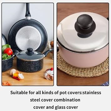 1/4 Pcs Pot Lid Knob, Universal Replacement Pan Lid Cover Knobs, Kitchen Cookware (Black) (4)