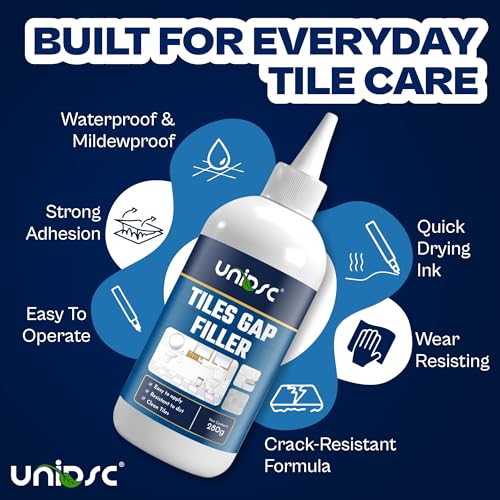 Image of UNIDSC Tiles Gap Filler 560g with Applicator | Tile Grout Repair Paste for Floor & Wall | Waterproof, Crack Resistant & Long Lasting | For Bathroom, Kitchen & Tile Joints