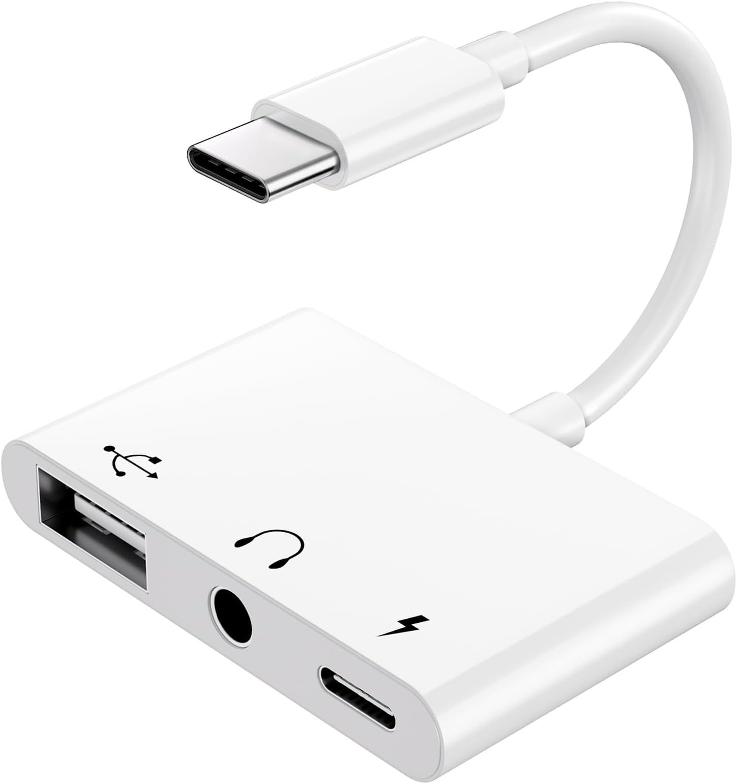 INVERSE NET USB C to USB Adapter with 3.5mm Headphone Jack and 60W PD Fast Charging, Type C to USB Adapter for i-Phone 17/16/15 Samsung Galaxy S25/S24/S23 Ultra S21/S20 i-Pad Pro Laptops