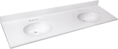 Miniatura 31 de Design House Tapa de tocador con lavabo, salpicadero de 4 pulgadas, mármol cultivado, montaje central, marfil, 31 pulgadas de ancho x 19 pulgadas