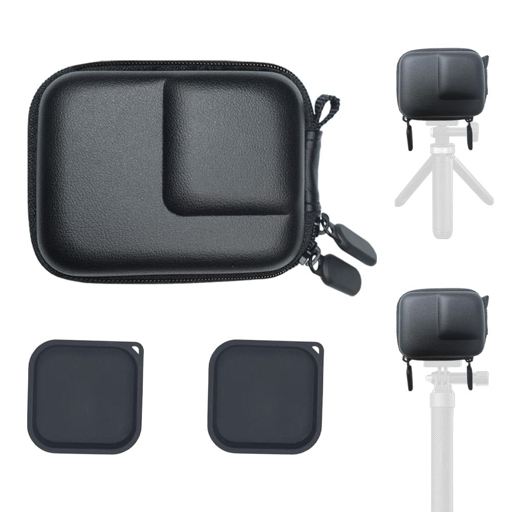 ULBTER Mini Storage Bag Case for Insta360 Ace Pro Camera + Rubber Lens Cap Cover for Insta 360 Ace Pro [1+2 Pcs], Carrying Portable Accessory