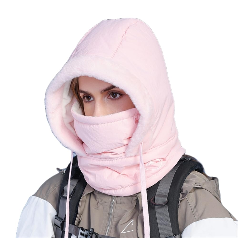 Balaclava Plush Windproof Winter Face Mask Warm Fleece Ski Mask Cold Weather Cycling Neck Warmer(Pink,M)