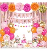 Pink and Orange Balloons Garland Arch Kit, Different Sizes Rose Gold Latex Confetti Balloon