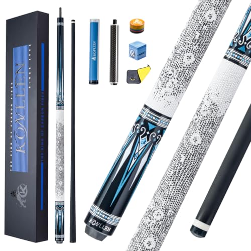 KONLLEN Carbon Fiber Pool Cue Stick Low Deflection Pool Cue Profession Ultra-Smooth Billiards Cue Set for Adults with Billiards Accessories (12.5mm Tip/Chalk/Towel/Extension/Bolt)