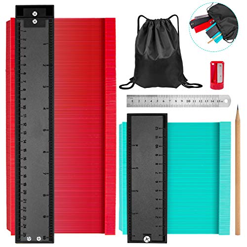 Gvoo - Calibrador de contorno, 2 unidades, 10 pulgadas y 5 pulgadas para perfiles irregulares, azulejos, etc., laminado y trabajo de madera