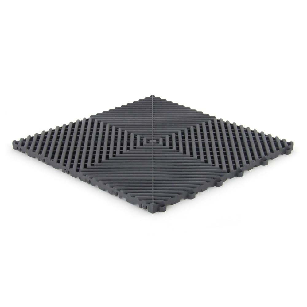 Lot de 25 dalles de sol clipsables - GRIS ANTHRACITE - (4m²) pour garage, cellier, atelier, abris de jardin. Effet Damier 40x40cm, ép.1,8cm, Marque CLIC & dalle, série CLASSIC, Intérieur-Extérieur.