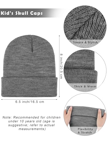 Cooraby KB3289 6 Pack Kid'S Winter Beanies Hat Full Fingers Gloves Set Skull Winter Caps Stretchy Gloves thumb #1