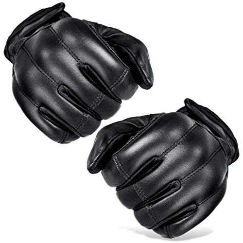 Black Snake Security  Guantes de Arena de Cuarzo Defender de Piel auténtica, Hombre, Color Negro/Touch, tamaño Small
