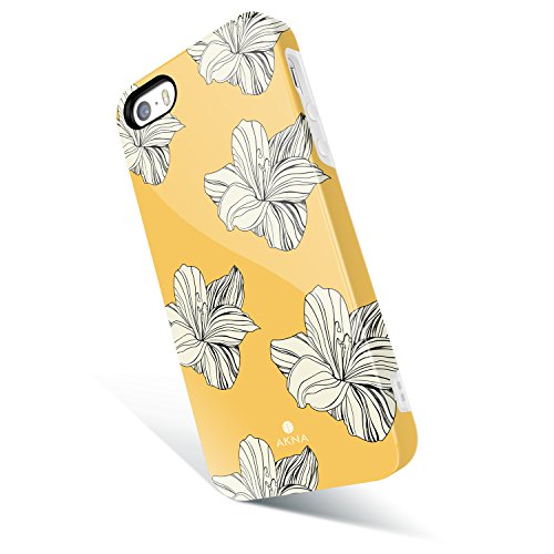 iPhone 5 / 5s /SE case for Girls, Akna Get-It-Now Collection High Impact Flexible Silicon Cover for iPhone5/5s/SE [Retro Yellow Floral](343-U.S)