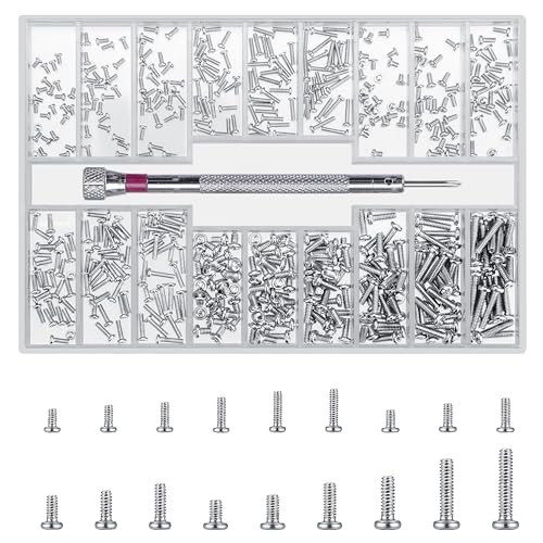 QOOSIKICC 500 Pièces Petites Vis, M1.2/M1.4/M2 Kit de Micro Vis à Lunettes à Tête Ronde...