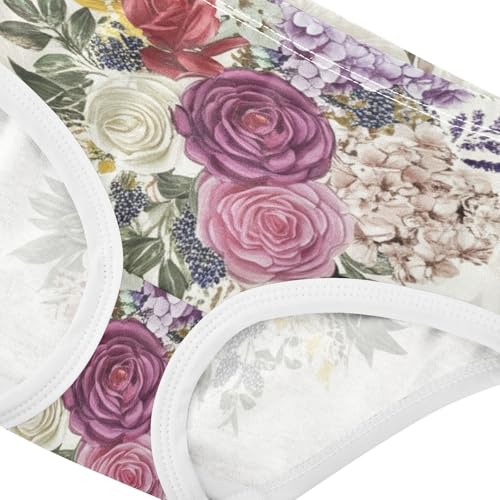 Cotton Toddler Underwear Floral Vintage Watercolor Roses Little Girl Panties Florals Briefs Kids Undies 2t4