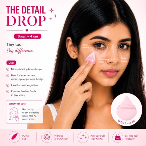 Image of Parul Garg Beauty Makeup Puff Trio | Powder Pizza Puff with Strap Soft Dual Texture | Reusable Face Puff, Cosmetic Sponges for Loose & Compact Powder Application | Triangle puff for Makeup Sponges Gift Set Woman