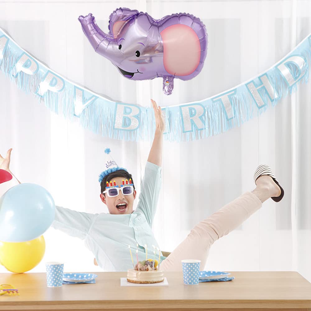 Elephant Shaped Foil Balloons - 5 Pack Woodland Animals Theme Party Decorations