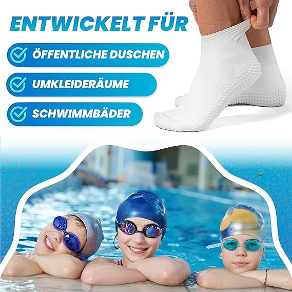 Aquasafe Badesocken – Wasserdichte Schwimmsocken Kinder – 100% Latexsocken – Rutschfeste Schwimmsocken für Hygiene & Sicherheit im Pool & zum Schutz vor Warzen – Schützende Wassersocken für Kinder