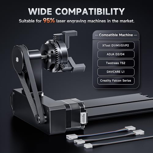 YOOPAI D1 4-in-1 Laser Rotary Roller, Suitable for Most Frame-Type Laser Engraving Machines, with 2 Types of Claws and Pins, Used to Engrave Cylindrical, Spherical, Ring-Shaped Objects - Image 6