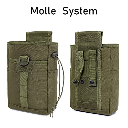 Tactical Molle Dump Pouch Folding Drawstring Magazine Ammo Pouch Military Utility Belt Pouch Waist Bag (Army Green) #TOP1