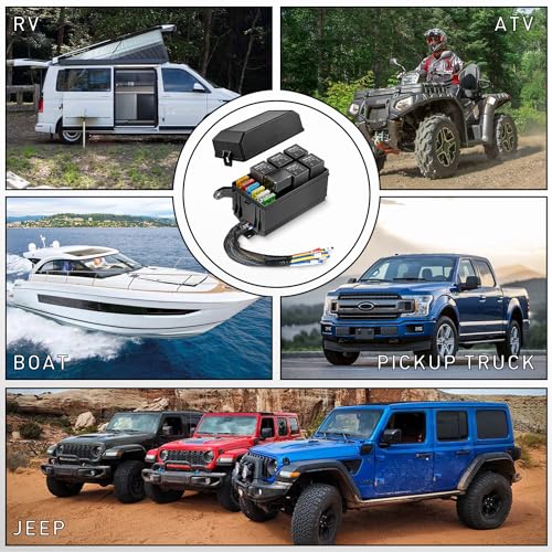 Image of Nilight 12V Fuse Relay Box 6 Relays 6 Slots ATC /ATO Blade Fuse Holder 4Pin 5Pin Terminal 40A Relay Pre-Wired Waterproof Block Kit Universal for Automotive Car Truck Camper Boat
