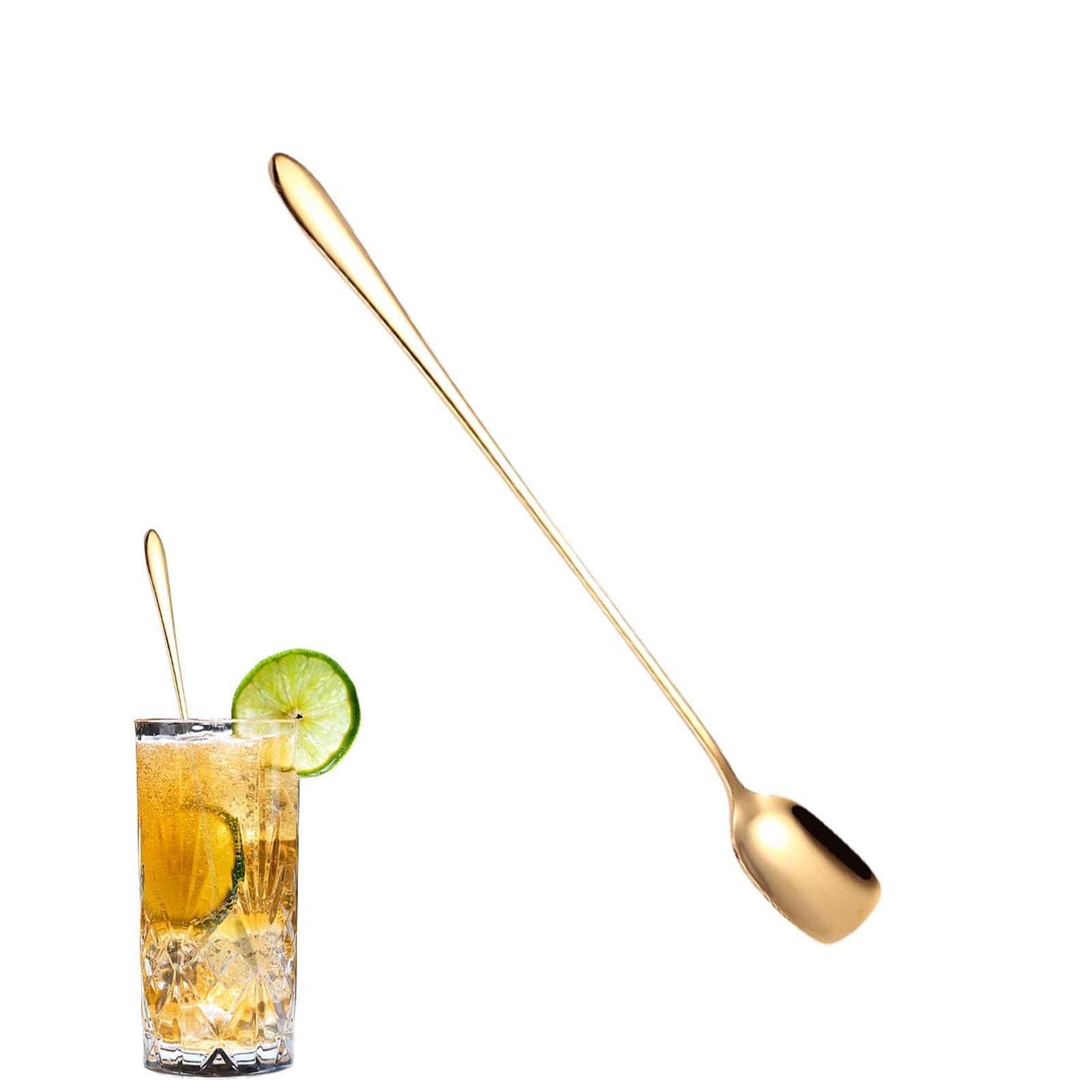 3 Langstielige Edelstahl-Rührlöffel, 22 Cm – Für Kaffee, Cocktails, Milch, Ideal Für Bar, Café & Zuhause
