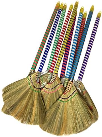 Caravelle Choi Bong Co Vietnam Hand Made Straw Soft Broom with Colored Handle 12" Head Width, 40" Overall Length -1pc