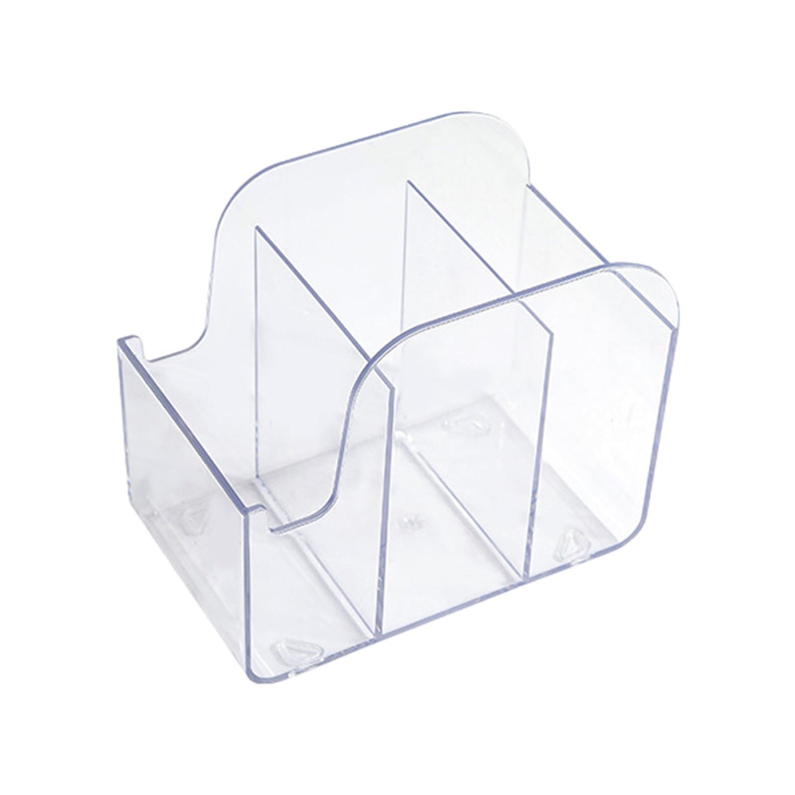 Glifora Desktop Storage Box with Mobile Phone Slot - Transparent Acrylic 3-Compartment Organiser, Clear Stationery Holder