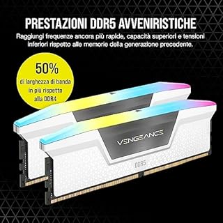 CORSAIR VENGEANCE RGB DDR5 RAM 32GB (2x16GB) 6000MHz CL36 Intel XMP Memoria per Computer Compatibile iCUE - Bianco (CMH32GX5M2E6000C36W)