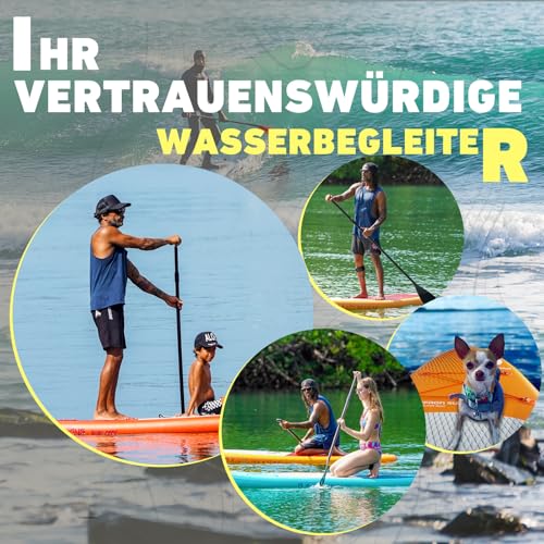 CHAMPIONPLUS Sup Board, Stand Up Paddling Board, Paddle Board, Aufblasbares Paddleboard Surfboard Wassersport, Paddel, Pumpe, Rucksack, Leash, 320 x81 x15CM