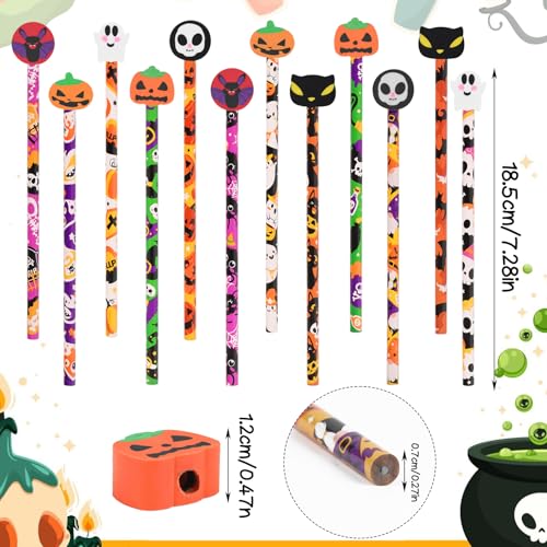 Lápices Halloween DIYASY 48 unidades madera grafito miniatura 2