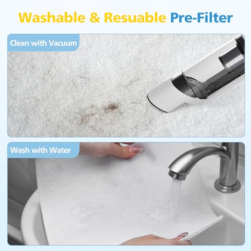 Image of 2 Pack C300 Filter Replacement Compatible with MOOKA C300 Air Purifier, 3-Stage Double-Sided Activated Carbon Filters + 4 Pack Washable Pre-filters