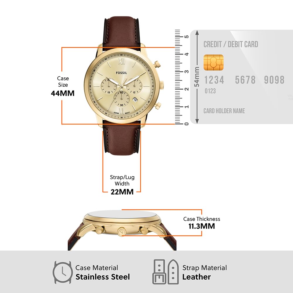 FOSSIL Neutra Uhr für Herren, Quarz-Chronographenwerk mit Lederarmband