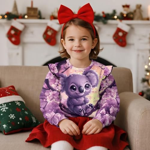 Toddler Girl Sweatshirts Long Sleeve Ruffle Pullover Tops Cute Graphic Shirts Sportswear 1-8 Years3