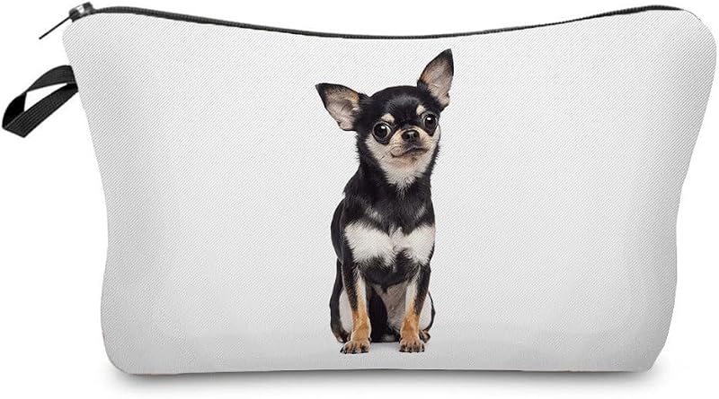 Necessaire pequena Livel lhood com estampa de cachorro Chihuahua preto, zíper, Chihuahua 01
