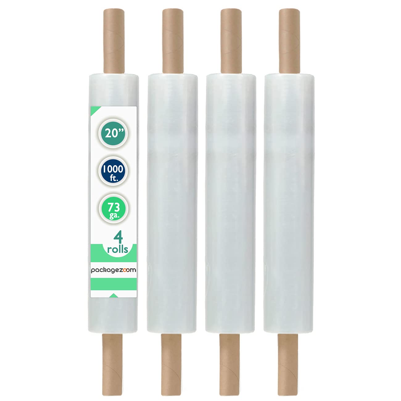 PackageZoom 20 inch x 1000 Ft Stretch Wrap with Handle 73 Gauge Moving Supplies Stretch Wrap Pallet Stretch Film 4 Packs