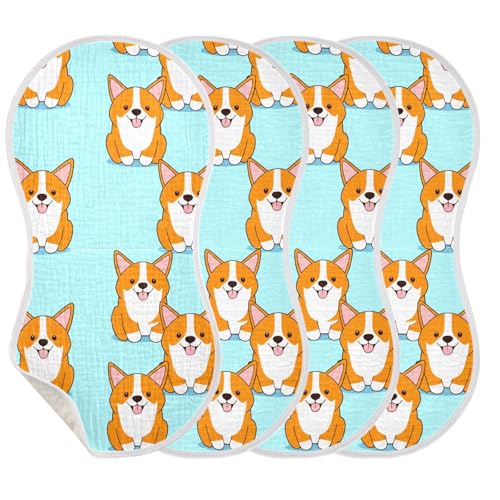 Baby Burp Cloths, Soft Absorbent Burping Cloths for Babies, Cotton Milk Spit Up Rags, Large Size for Newborns, Baby Boys and Girls (Cute Corgis)3