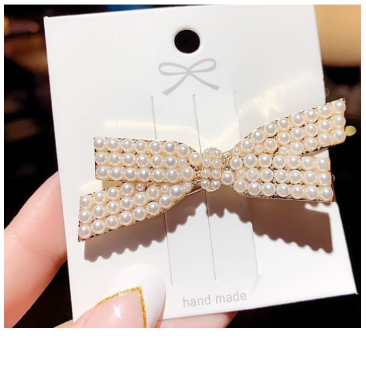 Pinzas para el cabello con lazo y perlas 4 piezas miniatura 4
