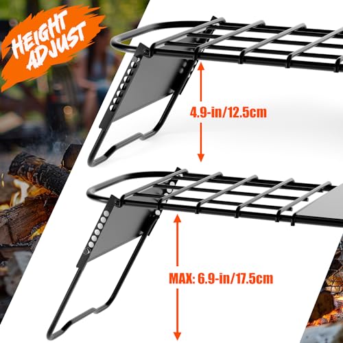 TOBWOLF-33-Portable-Folding-Campfire-Grill-Heavy-Duty-Camping-Grill-wHeight-Adjustable-Legs-Outdoor-Campfire-Grill-Grate-wCarry-Bag-Camp-Fire-Cooking-Racks-for-Outdoor-Cooking-Patio-Backyard