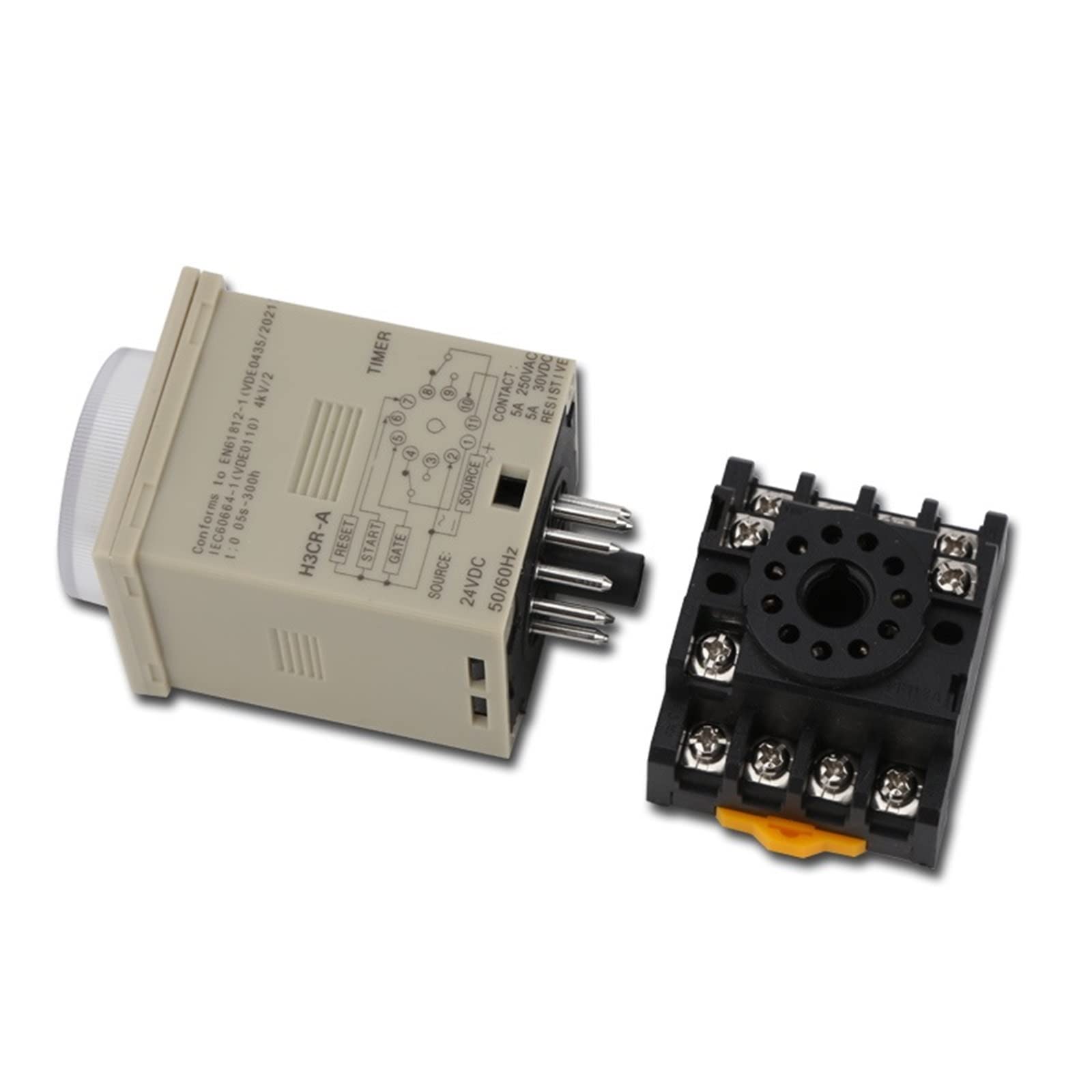 AC100-240V H3CR-A Zeitrelais 1,2 s bis 300 h 50/60 Hz 11PIN Ein- und Ausschaltverzögerungszeitrelais 24 V 12 V mit Sockel PF113A Elektronisches Zubehör (Size : 12VDC)