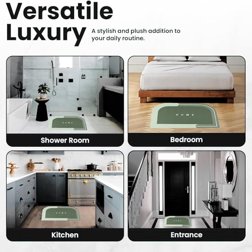 Image of Rubber Bath Mat 4 MM, Anti-Skid Water Soaking Bathroom Rug Door,Floor mat, Soft Quick Dry Water Absorbent Mat for Home Office 40x60cm- Green