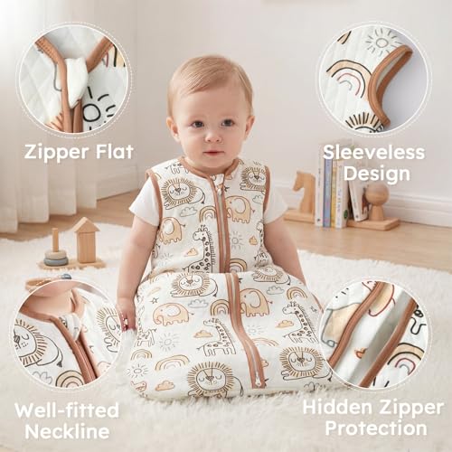Image of Yoofoss Baby Sleep Sack 0-6 Months 1.0 Tog Sleep Sack Organic Cotton Wearable Blanket for Newborns 2-Way Zipper Quilted Sleeping Sacks(Small)
