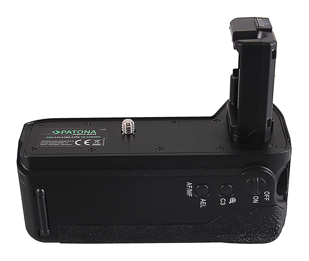 PATONA Empuñadura de batería de repuesto para VG-C2EMRC para 2 baterías NP-FW50, compatible con Sony A7 II, A7M2, A7R2, con mando a distancia y función de carga USB-C, ergonómico y antideslizante