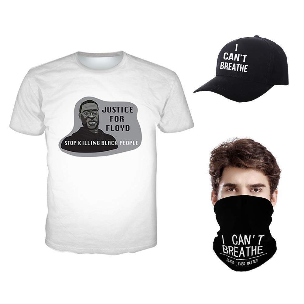 LJJ No Puedo Respirar Set 3D Impreso los Hombres de suéter de Manga Corta Camiseta Rechazar la discriminación Racial Paz Amor, algodón de Manga Corta Camiseta