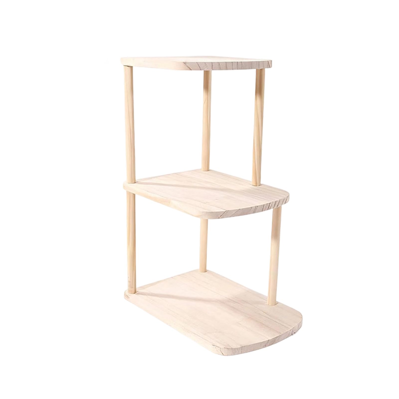 Buxuaaaa Space Saving Right Side Wooden Shelf with Cutting for Decoration and Storage 3 Tiers Nordic Styles Storage Rack Nordic Rack